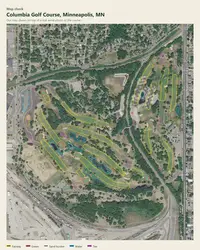 Columbia Golf Course map print, map check on an aerial photo