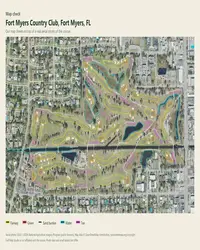 Fort Myers Country Club map print, map check on an aerial photo