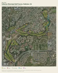 Fullerton Municipal Golf Course map print, map check on an aerial photo