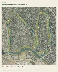 Hackberry Creek Country Club map print, map check on an aerial photo