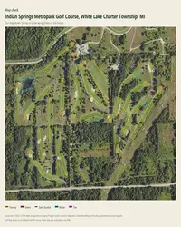 Indian Springs Metropark Golf Course map print, map check on an aerial photo