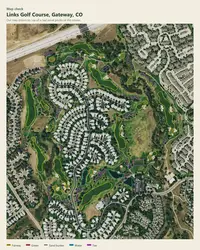Links Golf Course map print, map check on an aerial photo