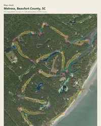 Melrose map print, map check on an aerial photo