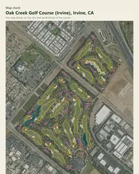 Oak Creek Golf Course (Irvine) map print, map check on an aerial photo