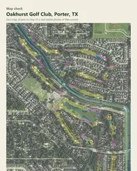 Oakhurst Golf Club map print, map check on an aerial photo
