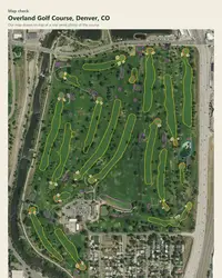 Overland Golf Course map print, map check on an aerial photo