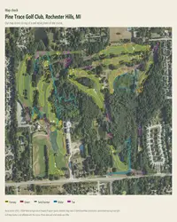 Pine Trace Golf Club map print, map check on an aerial photo