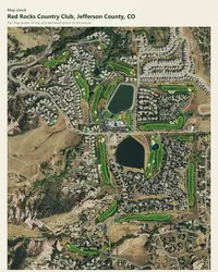 Red Rocks Country Club map print, map check on an aerial photo