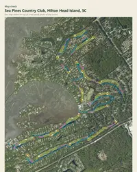 Sea Pines Country Club map print, map check on an aerial photo