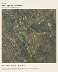 Shady Canyon Golf Club map print, map check on an aerial photo