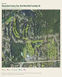 Shenandoah Country Club map print, map check on an aerial photo