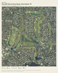 The Golf Club at Cinco Ranch map print, map check on an aerial photo