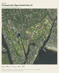 The Seawane Club map print, map check on an aerial photo