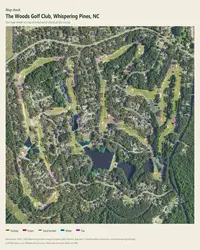 The Woods Golf Club map print, map check on an aerial photo