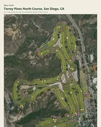 Torrey Pines North Course map print, map check on an aerial photo