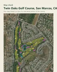 Twin Oaks Golf Course map print, map check on an aerial photo