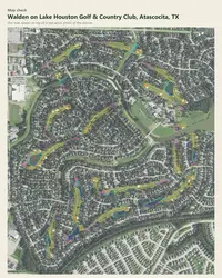 Walden on Lake Houston Golf & Country Club map print, map check on an aerial photo