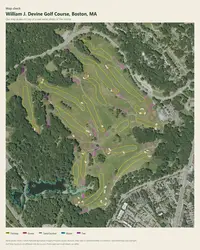 William J. Devine Golf Course map print, map check on an aerial photo