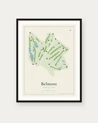 Belmont Country Club map print, framed poster