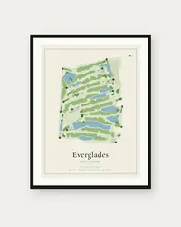 Everglades Golf Course map print, framed poster