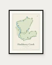 Hackberry Creek Country Club map print, framed poster