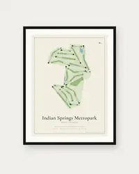 Indian Springs Metropark Golf Course map print, framed poster