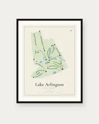 Lake Arlington Golf Course map print, framed poster