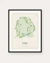 Links Golf Course map print, framed poster