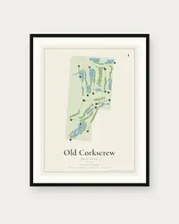 Old Corkscrew Golf Club map print, framed poster