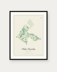 Olde Florida Golf Club map print, framed poster