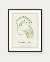 Palmetto Dunes - Arthur Hills Golf Course map print, framed poster
