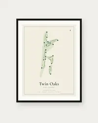 Twin Oaks Golf Course map print, framed poster