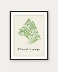Willowick Municipal Golf Course map print, framed poster