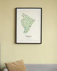 Airport Golf Course map print, framed in a room