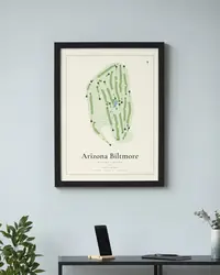 Arizona Biltmore Estates Course map print, framed in a room