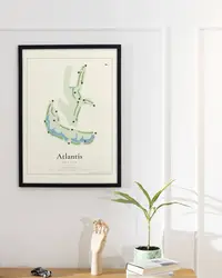 Atlantis Golf Club map print, framed in a room
