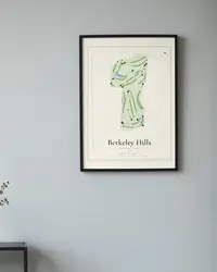 Berkeley Hills Country Club map print, framed in a room