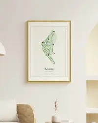 Bonita Golf Course map print, framed in a room