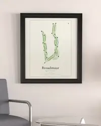 Broadmoor Golf Course map print, framed in a room