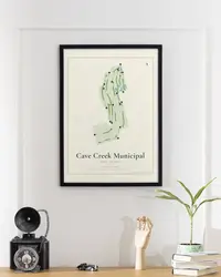 Cave Creek Municipal Golf Course map print, framed in a room