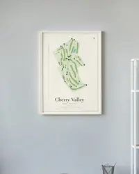 Cherry Valley Golf Course map print, framed in a room