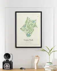 Como Park Golf Course map print, framed in a room