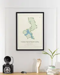 Country Club of North Carolina - Dogwood map print, framed in a room