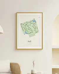 Dell Urich Course map print, framed in a room