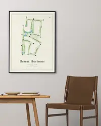 Desert Horizons Country Club map print, framed in a room