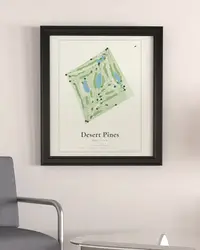 Desert Pines Golf Club map print, framed in a room