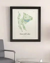 Emerald Lake Golf Club map print, framed in a room