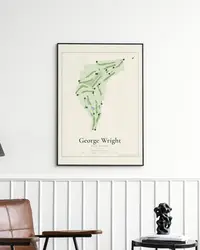 George Wright Golf Course map print, framed in a room