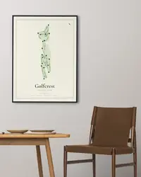 Golfcrest Country Club map print, framed in a room