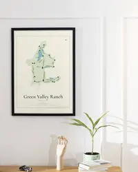 Green Valley Ranch Golf Club map print, framed in a room